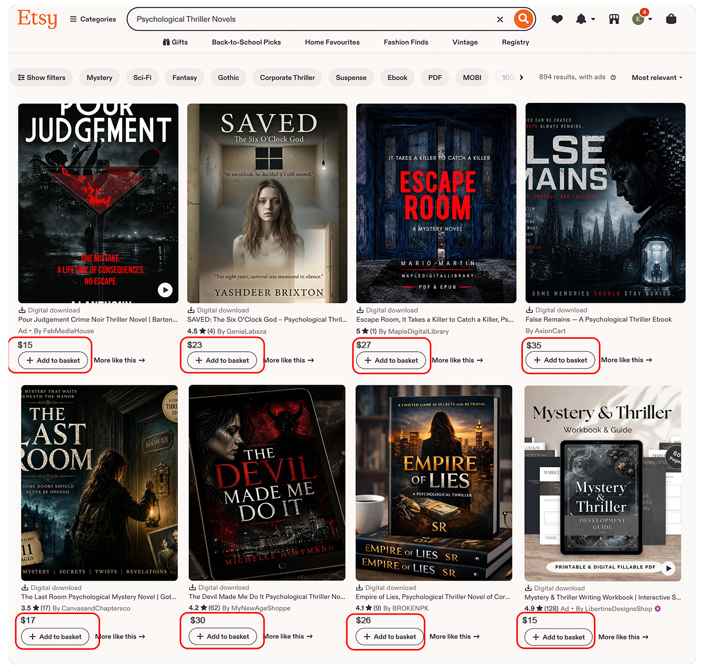 Psychological Thriller and Mystery Products